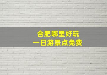 合肥哪里好玩一日游景点免费