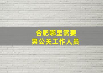 合肥哪里需要男公关工作人员