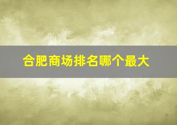 合肥商场排名哪个最大