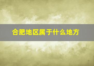 合肥地区属于什么地方