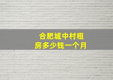 合肥城中村租房多少钱一个月