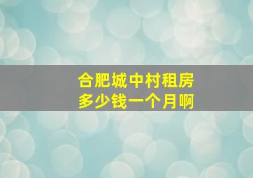 合肥城中村租房多少钱一个月啊