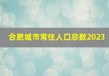 合肥城市常住人口总数2023