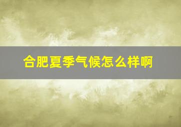 合肥夏季气候怎么样啊