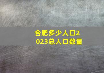 合肥多少人口2023总人口数量