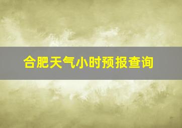 合肥天气小时预报查询