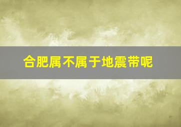 合肥属不属于地震带呢