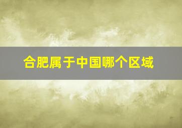 合肥属于中国哪个区域