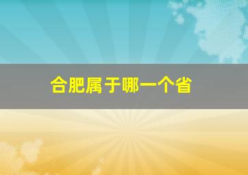 合肥属于哪一个省