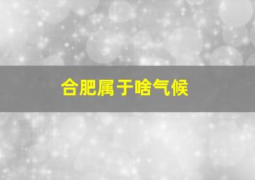 合肥属于啥气候