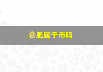 合肥属于市吗