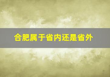 合肥属于省内还是省外