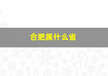 合肥属什么省