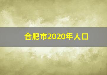 合肥市2020年人口