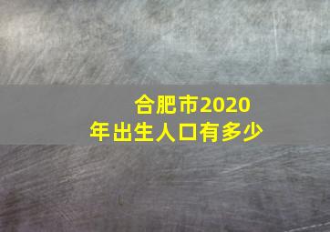 合肥市2020年出生人口有多少