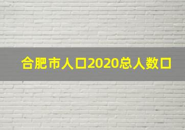 合肥市人口2020总人数口