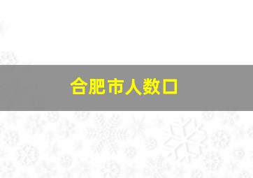 合肥市人数口