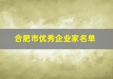 合肥市优秀企业家名单