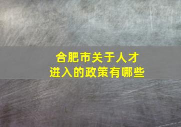 合肥市关于人才进入的政策有哪些