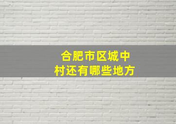 合肥市区城中村还有哪些地方