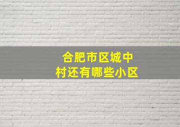 合肥市区城中村还有哪些小区