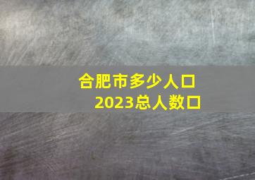 合肥市多少人口2023总人数口