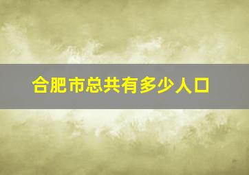 合肥市总共有多少人口