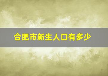 合肥市新生人口有多少