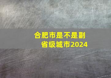 合肥市是不是副省级城市2024