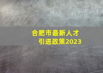 合肥市最新人才引进政策2023