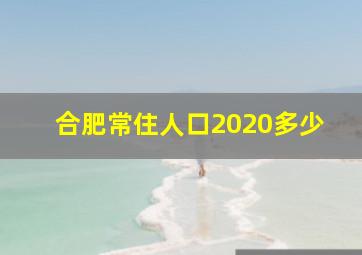 合肥常住人口2020多少