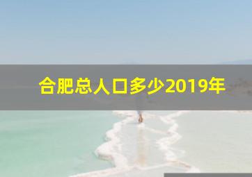 合肥总人口多少2019年