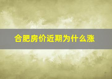 合肥房价近期为什么涨