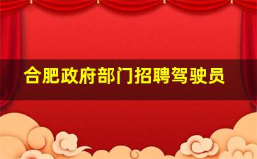 合肥政府部门招聘驾驶员