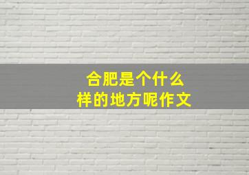 合肥是个什么样的地方呢作文