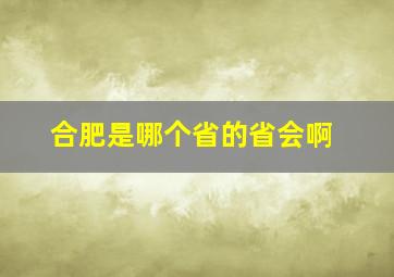 合肥是哪个省的省会啊