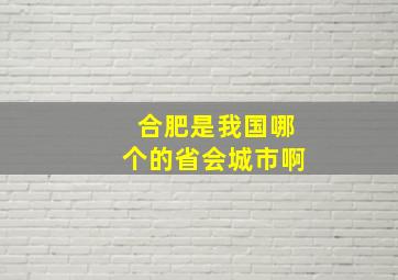 合肥是我国哪个的省会城市啊