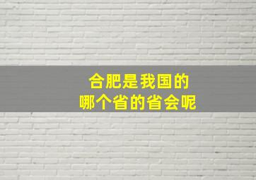 合肥是我国的哪个省的省会呢