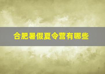 合肥暑假夏令营有哪些