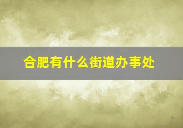 合肥有什么街道办事处