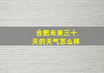 合肥未来三十天的天气怎么样