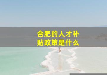 合肥的人才补贴政策是什么