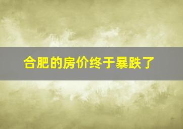 合肥的房价终于暴跌了