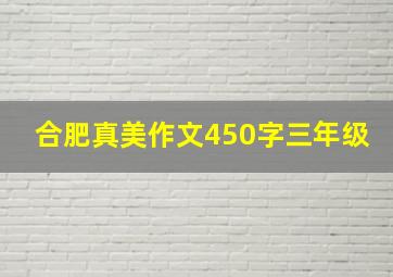 合肥真美作文450字三年级