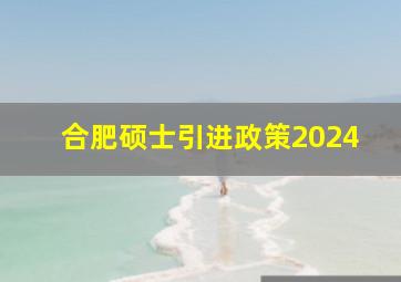 合肥硕士引进政策2024