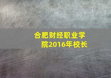 合肥财经职业学院2016年校长