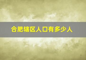 合肥辖区人口有多少人