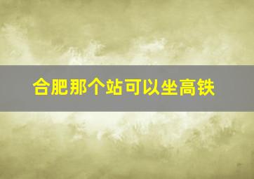 合肥那个站可以坐高铁