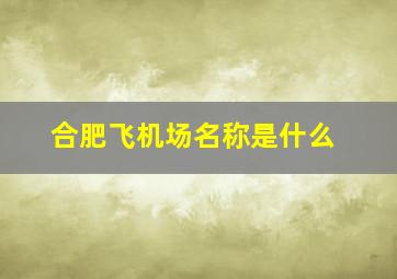 合肥飞机场名称是什么