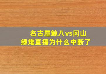 名古屋鲸八vs冈山绿雉直播为什么中断了